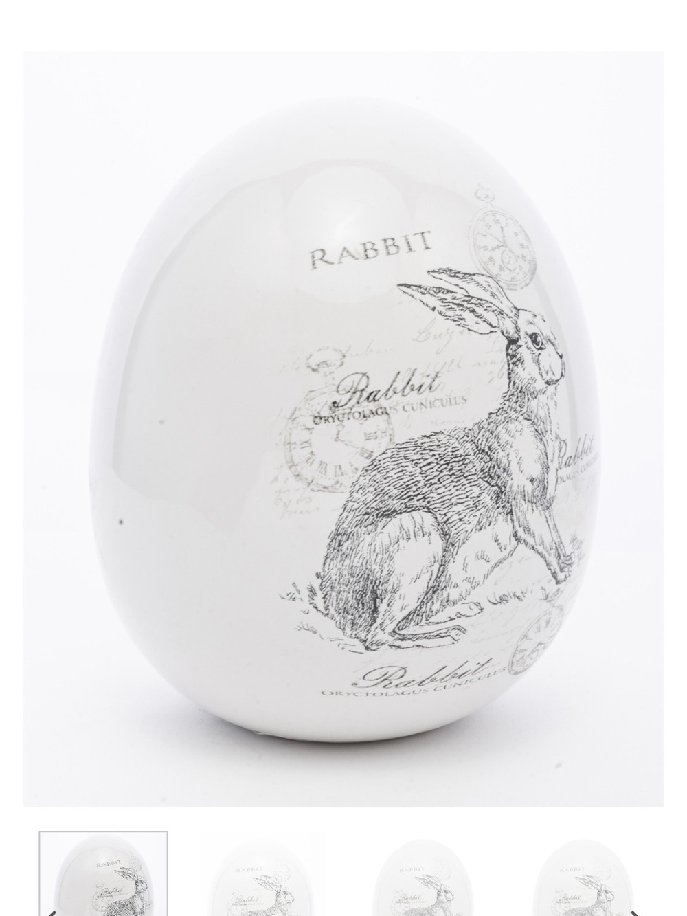 White Rabbit Decorative Accent ceramic egg - Picture 10 of 16